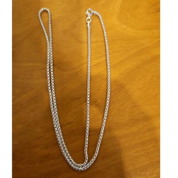 New Solid 925 Sterling Silver 2MM Round Box Chain Necklace 24” Chain - Picture 2 of 9